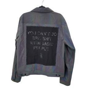 Cult Of Individuality Reversible Type II Denim Jacket Oil Slick Iridescent XL
